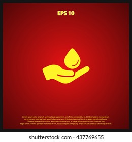 hand and water drop icon
