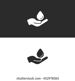 hand and water drop icon