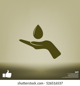 Hand and water drop icon