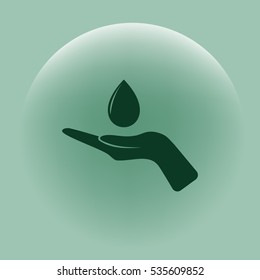 Hand and water drop icon
