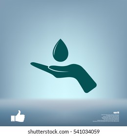Hand and water drop icon