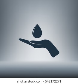 Hand and water drop icon