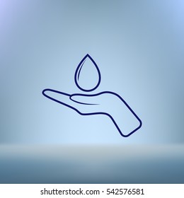 Hand and water drop icon