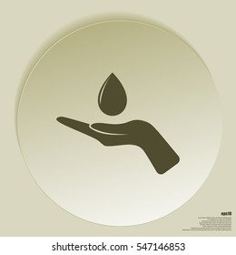 Hand and water drop icon