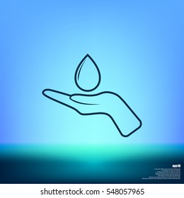 Hand and water drop icon