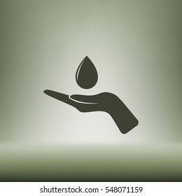 Hand and water drop icon