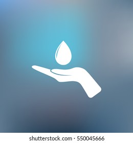 Hand and water drop icon