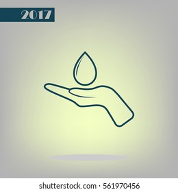 Hand and water drop icon