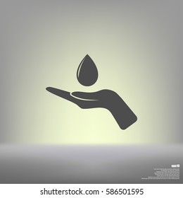 Hand and water drop icon