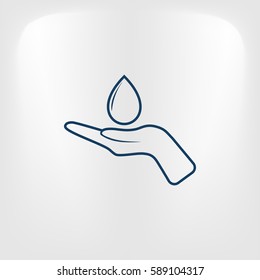 Hand and water drop icon