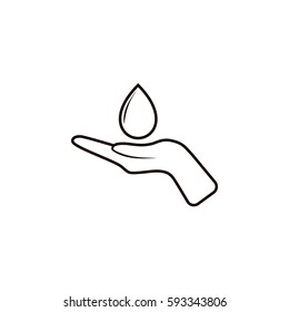Hand and water drop icon