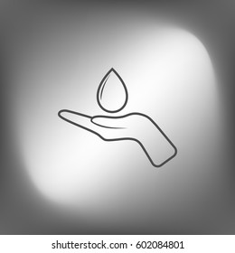 Hand and water drop icon