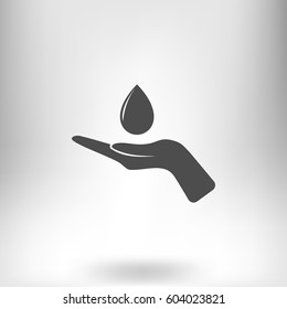 Hand and water drop icon