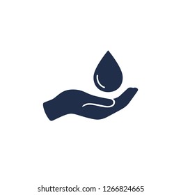 hand and water drop icon save water symbol 