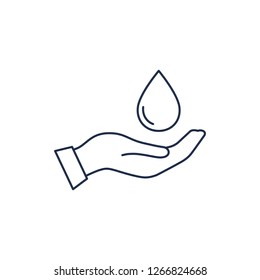 hand and water drop icon save water symbol 