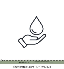 hand and water drop icon save water symbol vector illustration design element