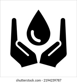 icono de caída de mano y agua guardar símbolo de agua elemento de diseño de ilustración de vector