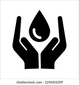 hand and water drop icon save water symbol vector illustration design element