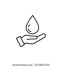 hand and water drop icon save water symbol vector illustration design element
