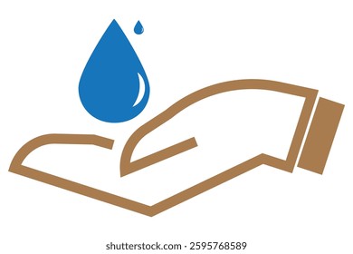 hand and water drop icon save water symbol design eps 10 