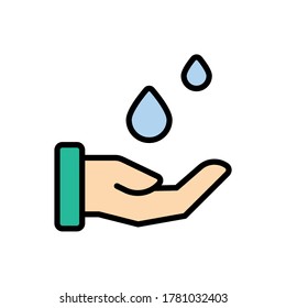 Hand, water drop icon. Simple color with outline vector elements of aqua icons for ui and ux, website or mobile application