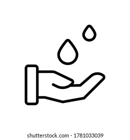 Hand, water drop icon. Simple line, outline vector elements of aqua icons for ui and ux, website or mobile application