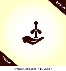 hand and water drop icon. vector eps10 icon
