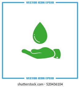 hand and water drop icon vector illustration eps10. Isolated badge for website or app - stock infographics