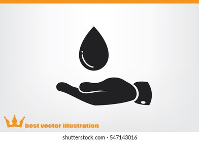 hand and water drop icon vector illustration eps10. Isolated badge for website or app - stock infographics.