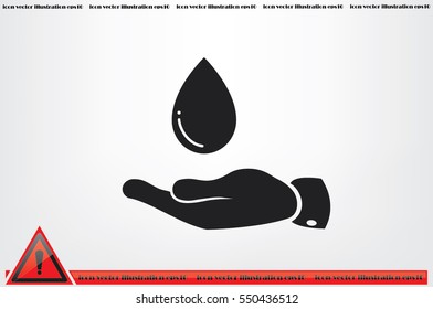 hand and water drop icon vector illustration eps10. Isolated badge for website or app - stock infographics