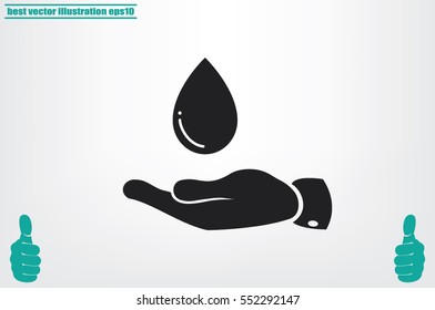 hand and water drop icon vector illustration eps10. Isolated badge for website or app - stock infographics