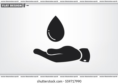 hand and water drop icon vector illustration eps10. Isolated badge for website or app - stock infographics.