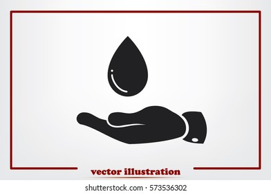 hand and water drop icon vector illustration eps10. Isolated badge for website or app - stock infographics.