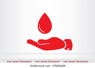 hand and water drop icon vector illustration eps10. Isolated badge for website or app - stock infographics.