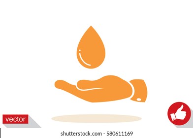 hand and water drop icon vector illustration eps10. Isolated badge for website or app - stock infographics