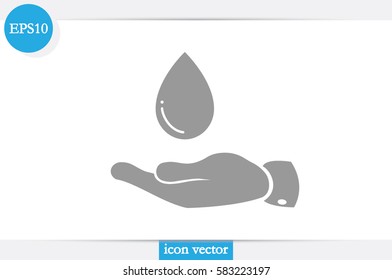 hand and water drop icon vector illustration eps10. Isolated badge for website or app - stock infographics.