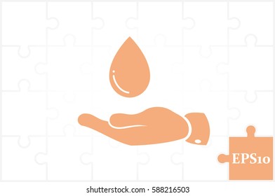 hand and water drop icon vector illustration eps10. Isolated badge for website or app - stock infographics
