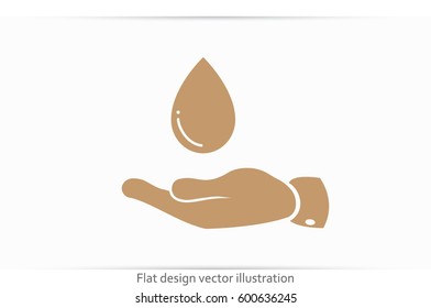 hand and water drop icon vector illustration eps10. Isolated badge for website or app - stock infographics