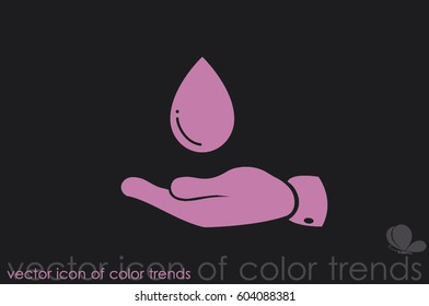 hand and water drop icon vector illustration eps10. Isolated badge for website or app - stock infographics.