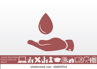 hand and water drop icon vector illustration eps10. Isolated badge for website or app - stock infographics