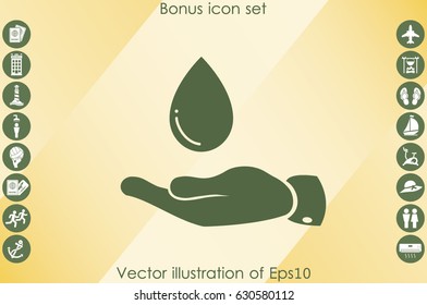 hand and water drop icon vector illustration eps10. Isolated badge for website or app - stock infographics