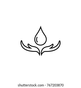 hand and water drop line art