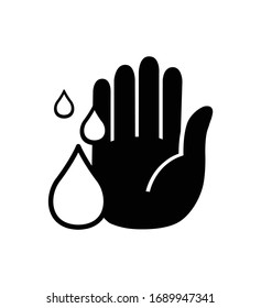 Hand and water drop line icon vector isolated on white eps 10