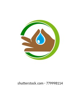 Hand Water Drop Logo