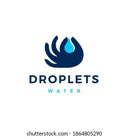 hand water drop logo vector icon illustration