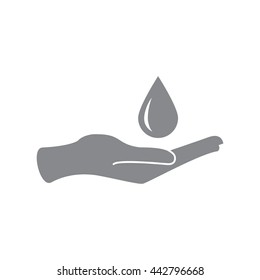Hand with water drop symbol.