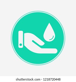 Hand with water drop vector icon sign symbol