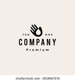 agua de mano goteo lavado cuidado de aceite de sangre limpia hipster vintage logo vectorial icono
