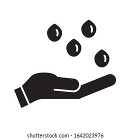 hand with water drops ecology flat style icon vector illustration design