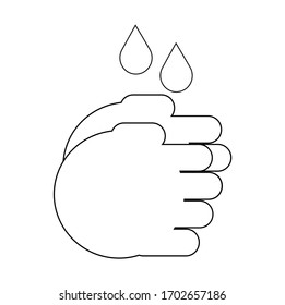 Hand and water drops symbol vector 